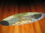 Bilde mala på bjørkeside utsikt til Geirangerfjorden og Hellesylt 60-70 tallet