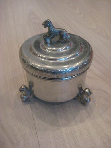 PEWTER tinnskål med lokk 60 tallet Ca 10 cm i diameter
