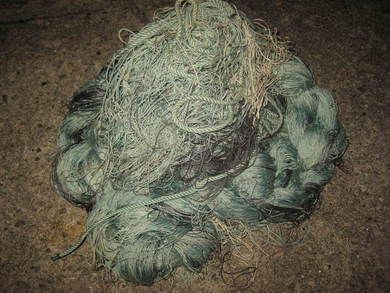 Gammelt garn som er ferdig fiska no som dekorasjon i sjøbod kjellerstue etc etc Fra 40-50 tallet