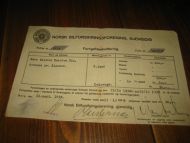 Fornyelseskvitering fra Norsk Bilforsikringsforening GJENSIDIG, 1939.