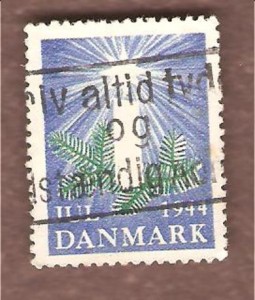 1944, julemerke fra Danmark, stempla.