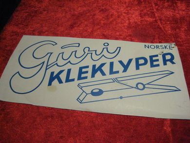 Reklameplakat for Guri KLEKLYPER, fra Ørsta Kleklypefabrikk, Ørsta, 60 tallet. Ca 30*15 cm stor. 