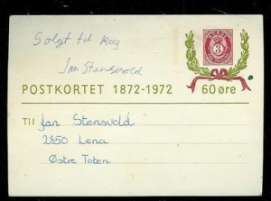 Postkort, jubileum 1972