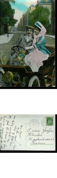 Bilkort stempla LEVANGER 12 8 1910
