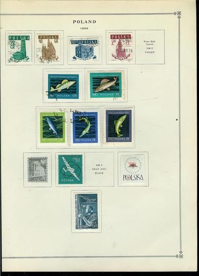 1958. Lot på 12 frimerker fra Polen.
