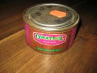 Boks med noe innhold OWATROL TEAK OLJE Fra Olsen og Wang Oslo 60-70 tallet?