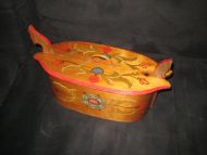 Lite og nett treskrin med lokk og rosemaling 40-50 tallet