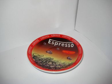 Tefat med reklame for Espresso kaffe. 70-80 tallet.