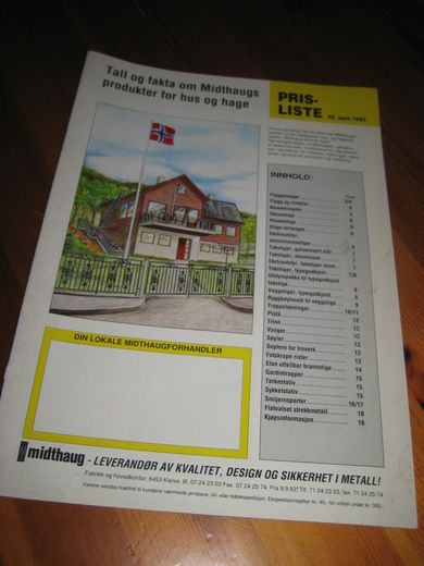 Prisliste  fra Brødrene Midthaug, Kleive. 1993.
