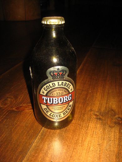 TUBORG GOLD LABEL, tom flaske fra Tuborg Bryggeri, 80-90 tallet
