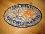 Reklame etikett fra ESPERIDES BEACH HOTEL Rhodos