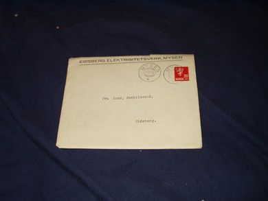 Brev fra Eidsberg Elektrisitetsverk Mysen 1934