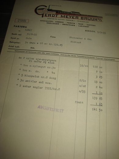GERDT MEYER BRUUN BERGEN 5 9 1955