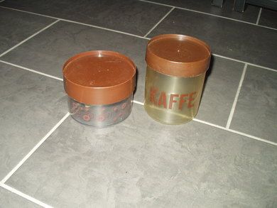 Plastbokser for kaker og kaffe 70 tallet