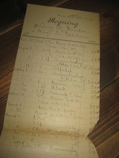 Regning fra 27de februar 1896. Drammen.