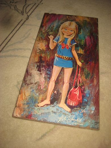 Pent bilde på plate ca 20*40 cm stort 60-70 tallet