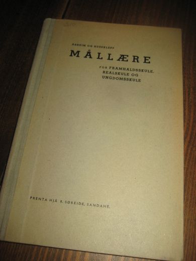 HUSEKLEPP: MÅLLÆRE FOR FRAMHALDSKULE, REALSKULE OG UNGDOMSSKULE. 1941.