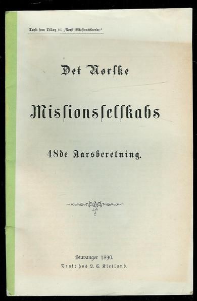 1890, Den Norske Missionsselskabs 48de Aarsberetning