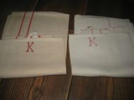 Lot på 2 stk lin ? Handuker med monogram: M 50-60 tallet
