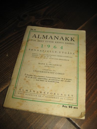 1964, ALMANAKK  FOR ÅRET ETTER KRISTI FØDSEL..