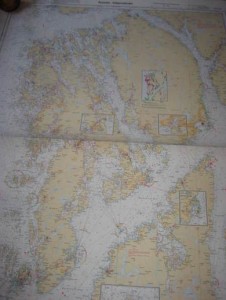 RYVARDEN - SELBJØRNSFJORDEN. Originalkart fra Det Norske kartverk, pent i glass og ramme.  Dette er kart nr 5