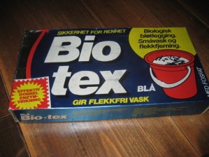 Uåpna pakke vaskepulver, Bio tex, fra Tomte, 80 tallet. 