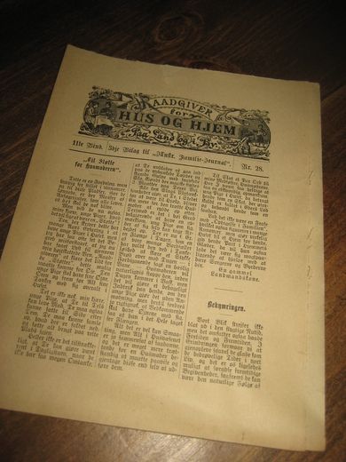 RAADGIVER for HUS OG HJEM, nr 28, 1800 tallet.