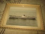 Maritimt bilde av norsk skute i glass og ramme gammelt Ca 30 *23 cm stort Dette er bilde nr 42