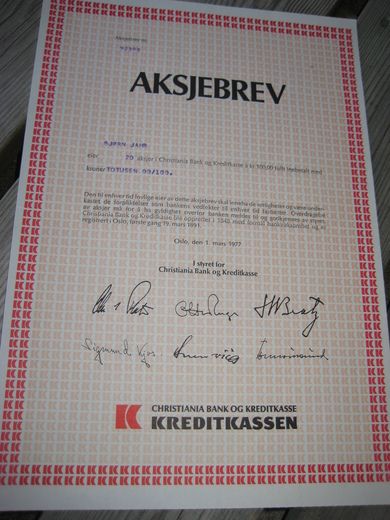 1977, KREDITKASSEN. NR. 92398.