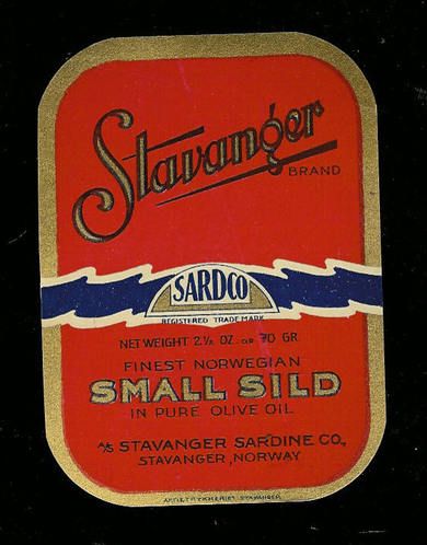 Stavanger Sardine Co, Stavanger. Stavanger Brand. Small sild
