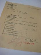 Norges Brandkasse, Bergen, kontingent for brandforsikrings premie for 2. halvår 1945. 15. nov 1945. 