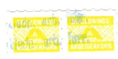 Gult fagforeningsmerke fra Beklednings Arbeider Forbundet dobbeltmerke