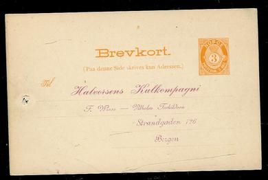 Ubrukt brevkort fra 1890 tallet, fra Halvosens Kullkompagnie, Bergen.
