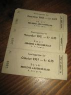 Kontingent for BERGENS ARBEIDERBLAD,  oktober, november og desember 1961. 