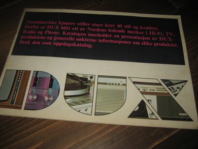 Presentasjonsbrosjyre på 31 sider, DUX PRODUKTER. 70 tallet.