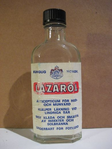 Flaske uten innhold, LAZAROL, 50 tallet.