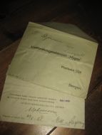 Bekreftelse på motatt innbetaling fra Livsforsikrings selskapet HYGEA, 1939.