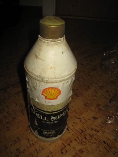 Plastflaske 1 liter SHELL SUPER MOTOR OIL 60-70 tallet