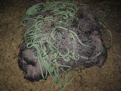 Gammelt garn som er ferdig fiska no som dekorasjon i sjøbod kjellerstue etc etc Fra 40-50 tallet