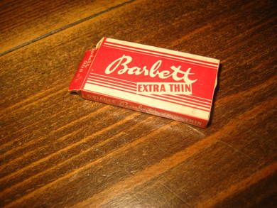 Åpna pakke med 4 barberblad Barbett EXTRA THIN 50-60 tallet