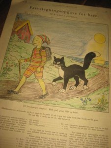 JULENS farveleggingsoppgave for barn. Fra Illustrert Familieblad, 1920. Dette er ark nr 6