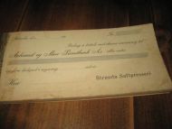 Ubrukt anvisningshefte fra Ålesund og Møre Privatbank, fra Stranda Saftpresseri, Stranda, 40 tallet. 