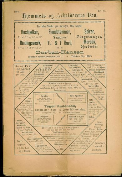 1894 nr 047 Hjemmets og Arbeidernes Ven
