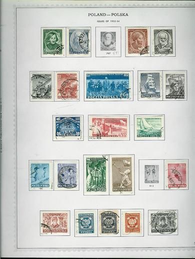 1952 / 54. Lot på 22 frimerker fra Polen.