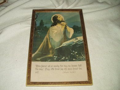 Kristusbilde i glass og ramme tidleg 1900