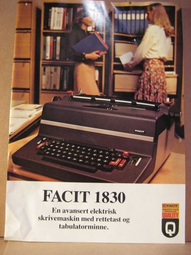 FACIT 1830. Brosjyre fra 60-70 tallet.