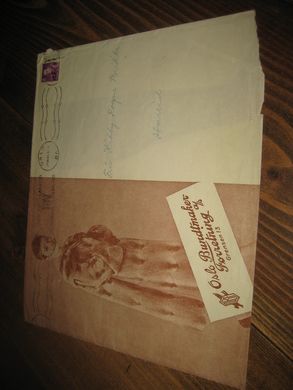 Konvolutt med reklame for Oslo Bundtmaker Forretning 1961