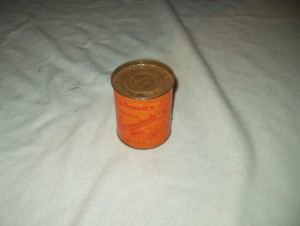 Gammel boks med lokk, Fru Bennets Apelsin MARMELADE. 50 tallet