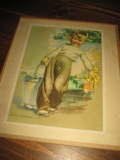 Pent bilde i glass og rammen ca 22*26 cm stor 60 tallet