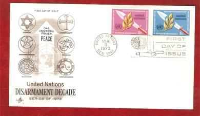 1973 9 MARS DISARMAMENT DECADE FDC UNITED NATION